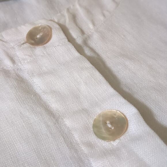 Orvis Women's White Linen Button Front Blouse Large - Picture 7 of 8